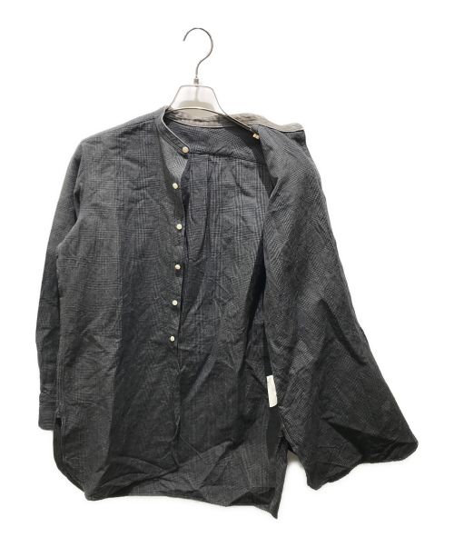 SUS-SOUS（シュス）SUS-SOUS (シュス) コットン リネン バンドカラー オフィサーシャツ グレー サイズ:XLの古着・服飾アイテム