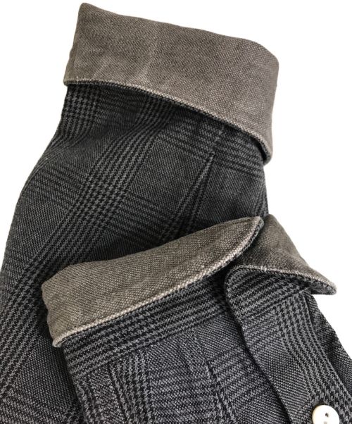 SUS-SOUS（シュス）SUS-SOUS (シュス) コットン リネン バンドカラー オフィサーシャツ グレー サイズ:XLの古着・服飾アイテム