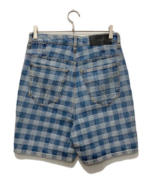 AMI Alexandre Mattiussi（アミアレクサンドルマテュッシ）AMI Alexandre Mattiussi (アミ アレクサンドル マテュッシ) チェックデニムショートパンツ インディゴ サイズ:Ｗ25の古着・服飾アイテム