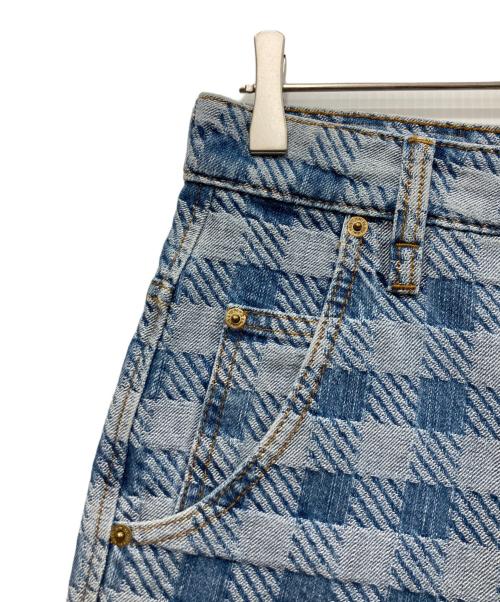 AMI Alexandre Mattiussi（アミアレクサンドルマテュッシ）AMI Alexandre Mattiussi (アミ アレクサンドル マテュッシ) チェックデニムショートパンツ インディゴ サイズ:Ｗ25の古着・服飾アイテム