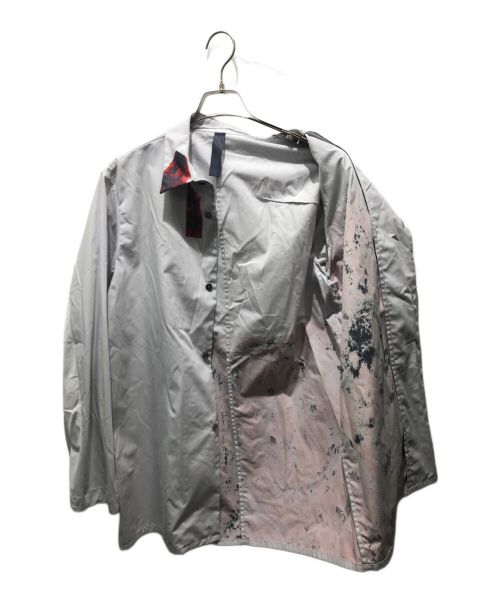 SHINYA KOZUKA（シンヤコズカ）SHINYA KOZUKA (シンヤコズカ) ペイント加工ビッグシャツ レッド×グレー サイズ:記載無しの為実寸参照の古着・服飾アイテム