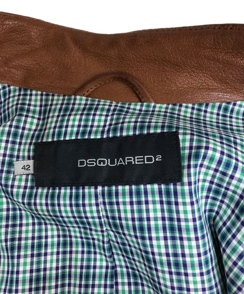 DSQUARED2（ディースクエアード）DSQUARED2 (ディースクエアード) レザージャケット　ここのえタグ ブラウン サイズ:42の古着・服飾アイテム