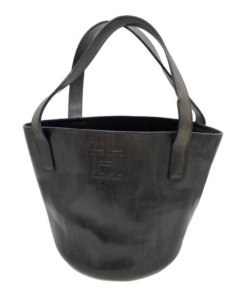 HIROFU（ヒロフ）HIROFU (ヒロフ) レザーハンドバッグ ブラックの古着・服飾アイテム