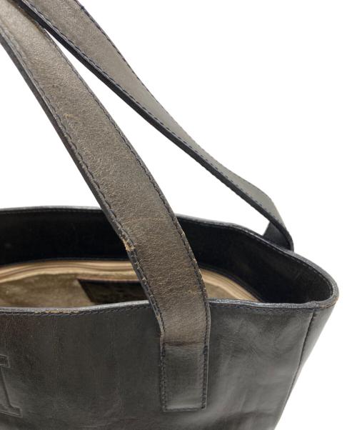 HIROFU（ヒロフ）HIROFU (ヒロフ) レザーハンドバッグ ブラックの古着・服飾アイテム