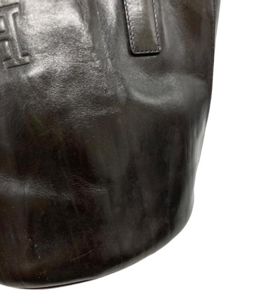 HIROFU（ヒロフ）HIROFU (ヒロフ) レザーハンドバッグ ブラックの古着・服飾アイテム