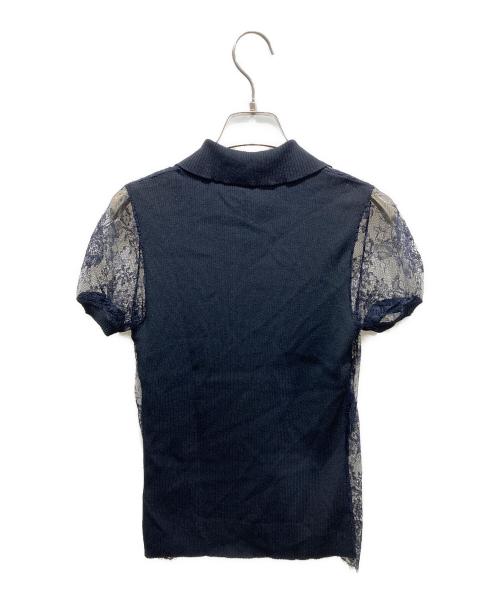 VALENTINO（ヴァレンティノ）VALENTINO (ヴァレンティノ) レース切替ニット ネイビー サイズ:記載無しの為実寸参照の古着・服飾アイテム
