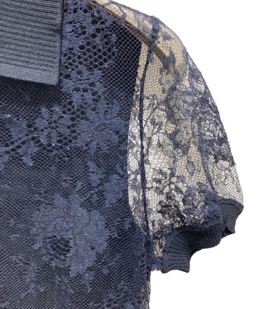 VALENTINO（ヴァレンティノ）VALENTINO (ヴァレンティノ) レース切替ニット ネイビー サイズ:記載無しの為実寸参照の古着・服飾アイテム