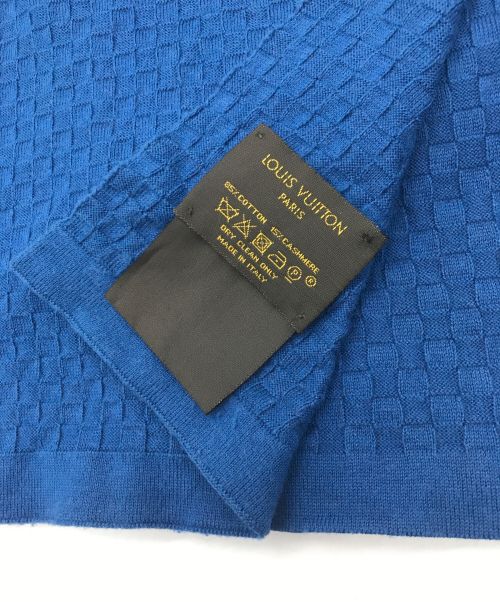 LOUIS VUITTON（ルイ ヴィトン）LOUIS VUITTON (ルイ ヴィトン) マイクロダミエカシミヤ混マフラー ブルーの古着・服飾アイテム