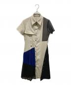 UNITED TOKYOユナイテッドトーキョー）の古着「スライドアシメシャツワンピース　143111005」｜ベージュ×ブラック