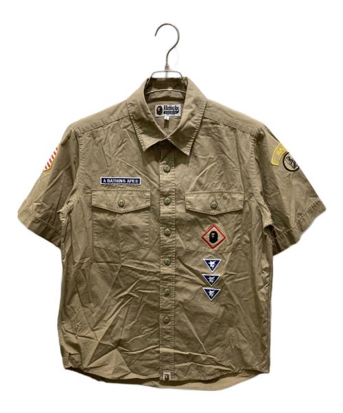 A BATHING APE（ア ベイシング エイプ）A BATHING APE (ア ベイシング エイプ) ワッペンシャツ　001SHA301018X ベージュ サイズ:Lの古着・服飾アイテム