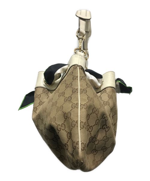 GUCCI（グッチ）GUCCI (グッチ) ワンショルダーバッグ　162738　493075　スカーフ付 ホワイト×ベージュの古着・服飾アイテム