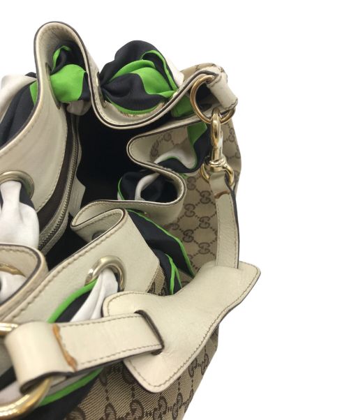 GUCCI（グッチ）GUCCI (グッチ) ワンショルダーバッグ　162738　493075　スカーフ付 ホワイト×ベージュの古着・服飾アイテム