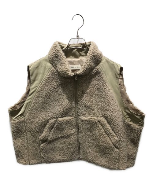 SUMI STYLE（スミ スタイル）SUMI STYLE (スミ スタイル) ボアベスト付き馬刺しゅうコート　EAZ5032108A0001 ベージュ サイズ:Fの古着・服飾アイテム