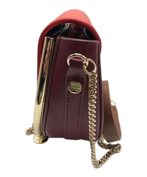 SEE BY CHLOE（シーバイクロエ）SEE BY CHLOE (シーバイクロエ) mara バイカラーイブニングバッグ　SA57630R レッド×オレンジの古着・服飾アイテム