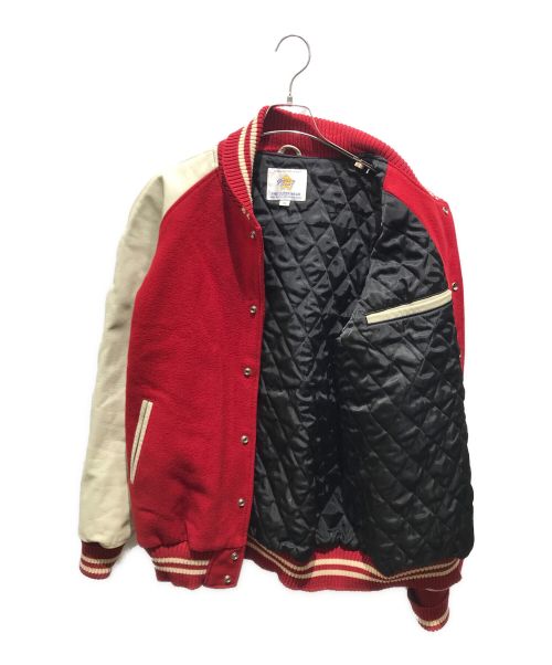 Golden Bear（ゴールデンベア）Golden Bear (ゴールデンベア) スタジャン　70-80ｓ 白タグ ホワイト×レッド サイズ:XLの古着・服飾アイテム