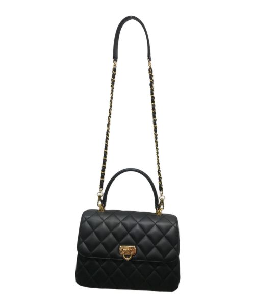 傳濱野（デンハマノ）傳濱野 (デンハマノ) 2WAYキルティングハンドバッグ ブラックの古着・服飾アイテム