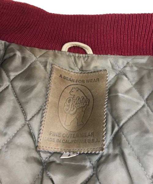 Golden Bear（ゴールデンベア）Golden Bear (ゴールデンベア) バーシティジャケット　 90s 革タグ レッド×ベージュ サイズ:Lの古着・服飾アイテム