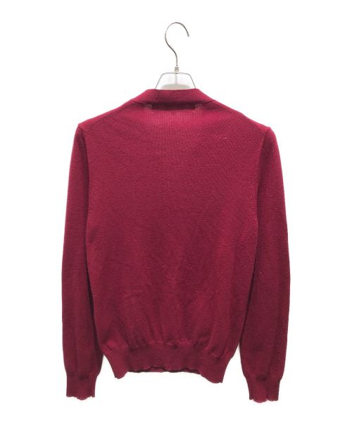 PLAY COMME des GARCONS（プレイコムデギャルソン）PLAY COMME des GARCONS (プレイ コムデギャルソン) ダブルハートワッペンVネックウールニットカーディガン　AZ-N058 ボルドー サイズ:Sの古着・服飾アイテム