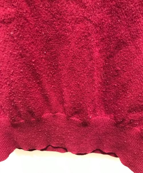 PLAY COMME des GARCONS（プレイコムデギャルソン）PLAY COMME des GARCONS (プレイ コムデギャルソン) ダブルハートワッペンVネックウールニットカーディガン　AZ-N058 ボルドー サイズ:Sの古着・服飾アイテム