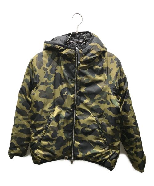 A BATHING APE（ア ベイシング エイプ）A BATHING APE (アベイシングエイプ) リバーシブルダウンジャケット　1870-141-048 ブラック×カーキ サイズ:Lの古着・服飾アイテム