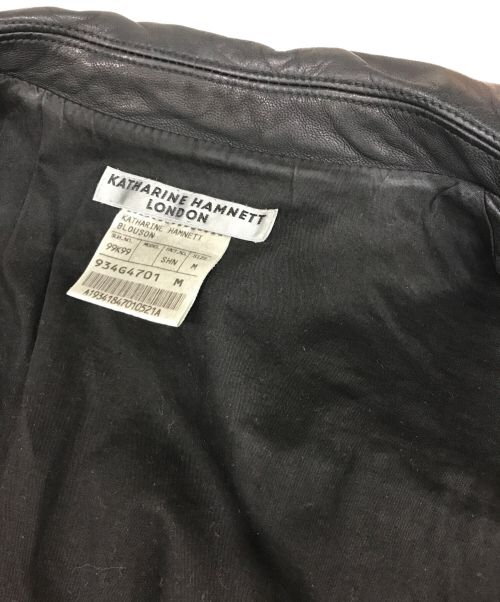 KATHARINE HAMNETT（キャサリンハムネット）KATHARINE HAMNETT (キャサリンハムネット) レザーライダースジャケット　934G4701　TALONジップ アーカイブ ブラック サイズ:Mの古着・服飾アイテム