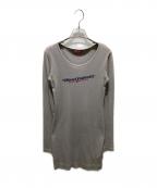 DIESELディーゼル）の古着「エンボス加工ロゴ入りミニボディコンドレス」｜ベージュ