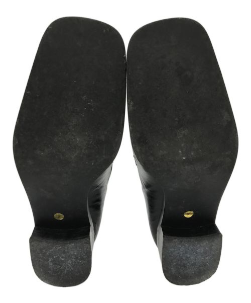 GUCCI（グッチ）GUCCI (グッチ) Gロゴスクエアトゥヒールローファー　100 0452 ブラック サイズ:9の古着・服飾アイテム