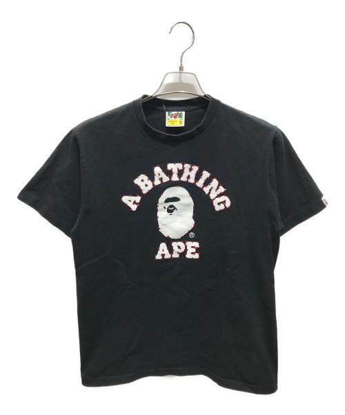 A BATHING APE（アベイシングエイプ）A BATHING APE (アベイシングエイプ) エイプヘッドプリントラインストーンTシャツ　001teg301065x　シングルステッチ 90’S ブラック サイズ:Mの古着・服飾アイテム