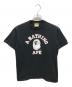 A BATHING APE（アベイシングエイプ）の古着「エイプヘッドプリントラインストーンTシャツ　001teg301065x　シングルステッチ 90’S」｜ブラック