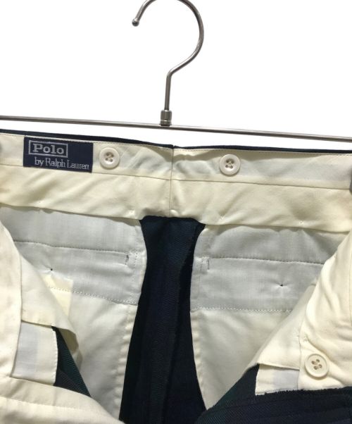 POLO RALPH LAUREN（ポロ・ラルフローレン）POLO RALPH LAUREN (ポロ・ラルフローレン) ウールタックチェックパンツ　ya-0016　 ブラックウォッチ ネイビー サイズ:73の古着・服飾アイテム