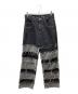 novessel（ノベセル）の古着「ボーダーラインダメージ加工ワイドデニムパンツ」｜ブラック