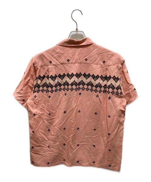 Star OF HOLLYWOOD（スターオブハリウッド）STAR OF HOLLYWOOD (スターオブハリウッド) HIGH DENSITY RAYON OPEN SHIRT “ARGYLE”　SH38879 ピンク サイズ:Mの古着・服飾アイテム