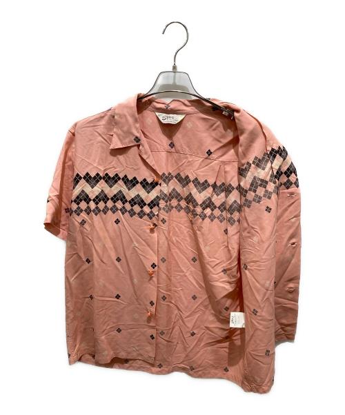 Star OF HOLLYWOOD（スターオブハリウッド）STAR OF HOLLYWOOD (スターオブハリウッド) HIGH DENSITY RAYON OPEN SHIRT “ARGYLE”　SH38879 ピンク サイズ:Mの古着・服飾アイテム