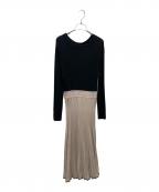 Pinky & Dianneピンキーアンドダイアン）の古着「バイカラープリーツライクワンピース　031-0247177」｜ブラック