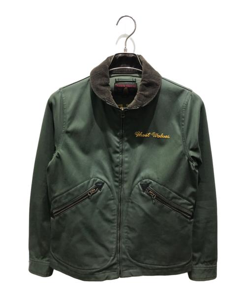 Hysteric Glamour（ヒステリックグラマー）Hysteric Glamour (ヒステリックグラマー) GHOST WOLVES 刺繍ラウンドカラージャケット　0233AB04 カーキ サイズ:Sの古着・服飾アイテム