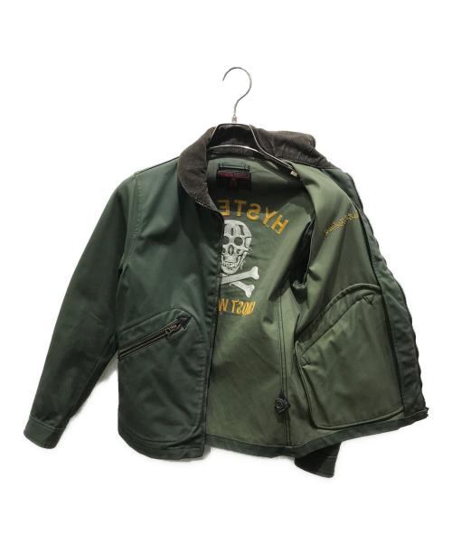 Hysteric Glamour（ヒステリックグラマー）Hysteric Glamour (ヒステリックグラマー) GHOST WOLVES 刺繍ラウンドカラージャケット　0233AB04 カーキ サイズ:Sの古着・服飾アイテム