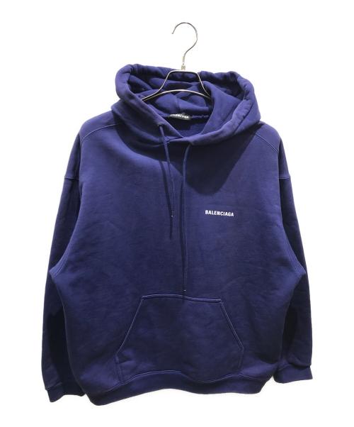BALENCIAGA（バレンシアガ）BALENCIAGA (バレンシアガ) Logo Medium Fit Hoodie　FT75 600583 TIV84 1195 ネイビー サイズ:Mの古着・服飾アイテム