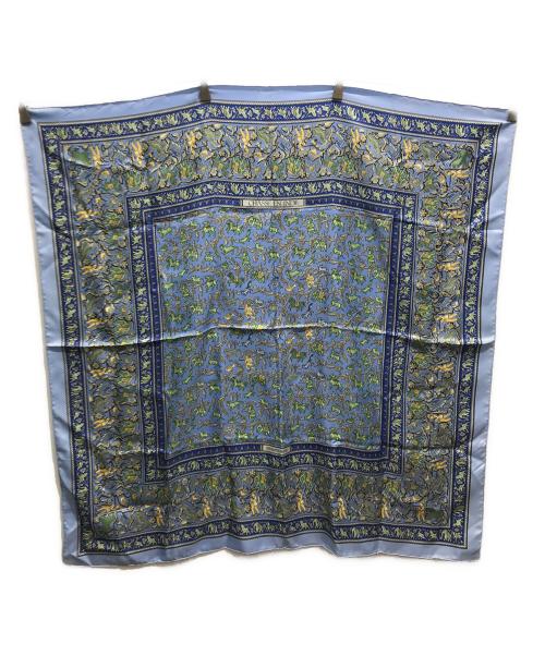 HERMES（エルメス）HERMES (エルメス) シルクスカーフ　インドの狩猟 ブルーの古着・服飾アイテム