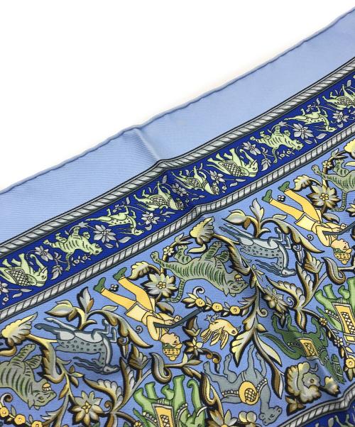 HERMES（エルメス）HERMES (エルメス) シルクスカーフ　インドの狩猟 ブルーの古着・服飾アイテム