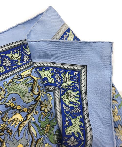 HERMES（エルメス）HERMES (エルメス) シルクスカーフ　インドの狩猟 ブルーの古着・服飾アイテム