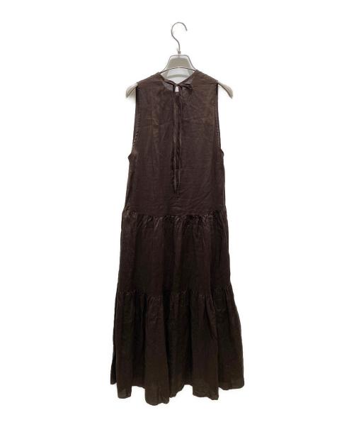 BEAUTY&YOUTH（ビューティーアンドユース）BEAUTY&YOUTH (ビューティーアンドユース) ラミーティアードノースリーブマキシワンピース　16261443425 ブラウン サイズ:記載無しの為実寸参照の古着・服飾アイテム