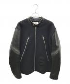 MM6 Maison Margielaエムエムシックスメゾンマルジェラ）の古着「ハの字 5-ZIP LEATHER JACKET　S62AN0079　22AW イタリア製」｜ブラック