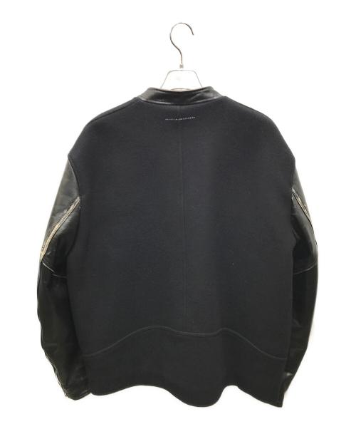 MM6 Maison Margiela（エムエムシックスメゾンマルジェラ）MM6 Maison Margiela (エムエムシックス メゾンマルジェラ) ハの字 5-ZIP LEATHER JACKET　S62AN0079　22AW イタリア製 ブラック サイズ:Lの古着・服飾アイテム