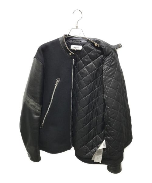 MM6 Maison Margiela（エムエムシックスメゾンマルジェラ）MM6 Maison Margiela (エムエムシックス メゾンマルジェラ) ハの字 5-ZIP LEATHER JACKET　S62AN0079　22AW イタリア製 ブラック サイズ:Lの古着・服飾アイテム