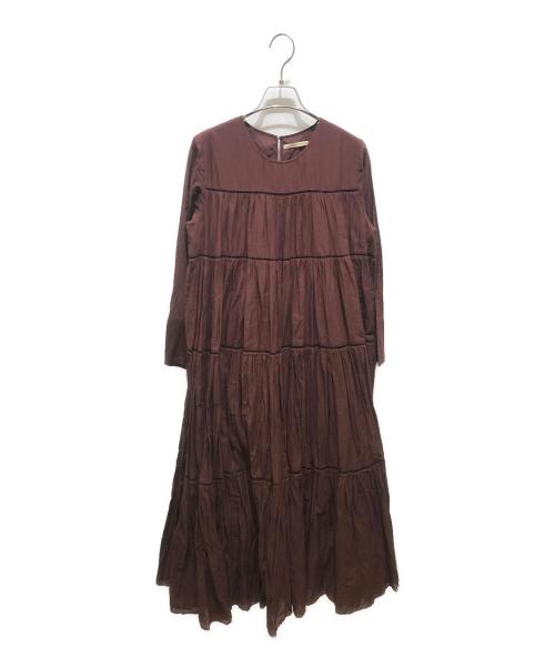 ne quittez pas（ヌキテパ）ne quittez pas (ヌキテパ) ティアードワンピース　010411CK1 ブラウン サイズ:記載無しの為実寸参照の古着・服飾アイテム
