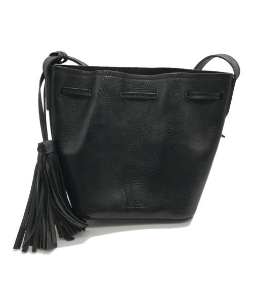 POLO RALPH LAUREN（ポロ・ラルフローレン）POLO RALPH LAUREN (ポロ・ラルフローレン) レザーショルダーバッグ ブラックの古着・服飾アイテム