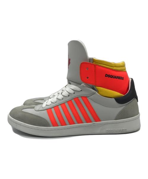 DSQUARED2（ディースクエアード）DSQUARED2 (ディースクエアード) ‘Boxer’ high-top sneakers グレー×オレンジ サイズ:44の古着・服飾アイテム