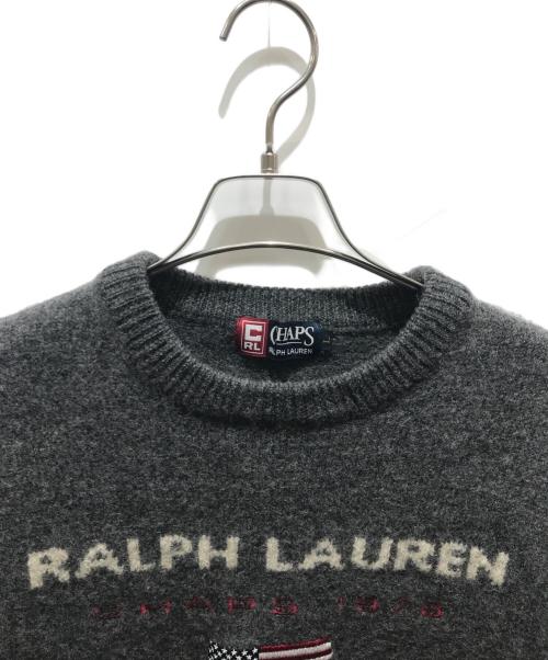 CHAPS RALPH LAUREN（チャップス ラルフローレン）CHAPS RALPH LAUREN (チャップス ラルフローレン) 星条旗ウールクルーネックニット　 90’S 日登美ライセンス グレー サイズ:Lの古着・服飾アイテム