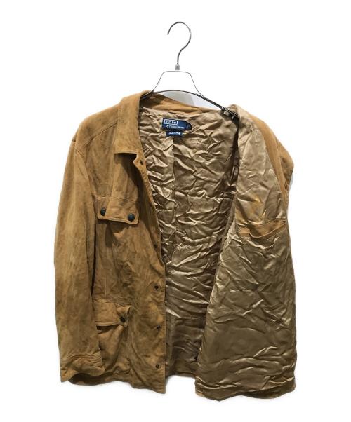 POLO RALPH LAUREN（ポロ・ラルフローレン）POLO RALPH LAUREN (ポロ・ラルフローレン) スエードシャツジャケット　 イタリア製 ゴートスキン ベージュ サイズ:XLの古着・服飾アイテム