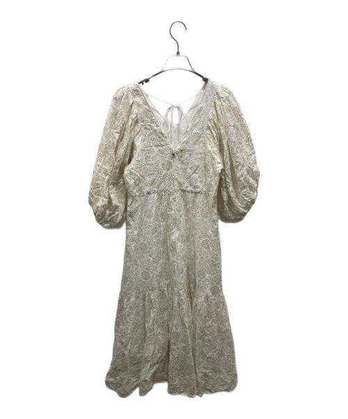 ne quittez pas（ヌキテパ）ne quittez pas (ヌキテパ) Cotton Voile Foil Flower Print Volume Sleeve Dress　010431GL2 アイボリー サイズ:記載無しの為実寸参照の古着・服飾アイテム